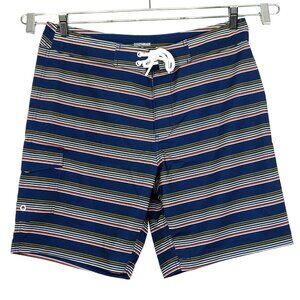 Goodthreads Swim Trunk Boardshorts Men Size 34 Blue Multicolor Stripe 9" Inseam